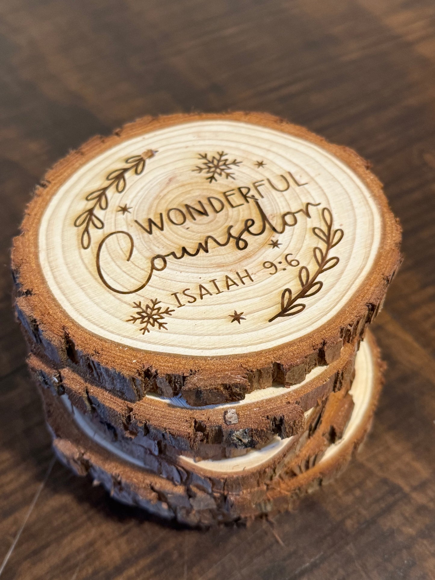 Wooden Laser-Engraved “Names of Jesus” Ornament Set of 12 • Christian Gift • Scripture Decor • Christmas Tree Ornaments • Fast Shipping
