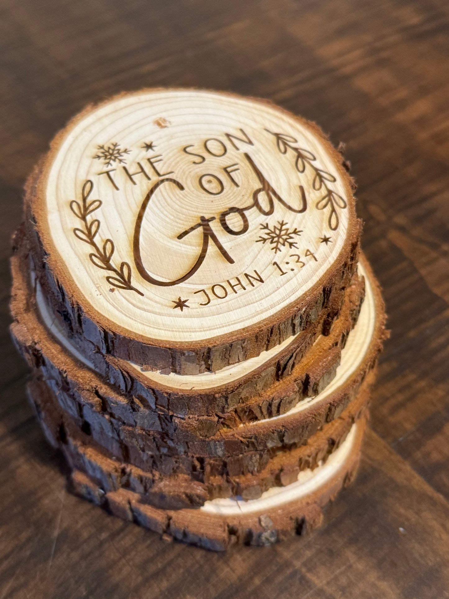 Wooden Laser-Engraved “Names of Jesus” Ornament Set of 12 • Christian Gift • Scripture Decor • Christmas Tree Ornaments • Fast Shipping