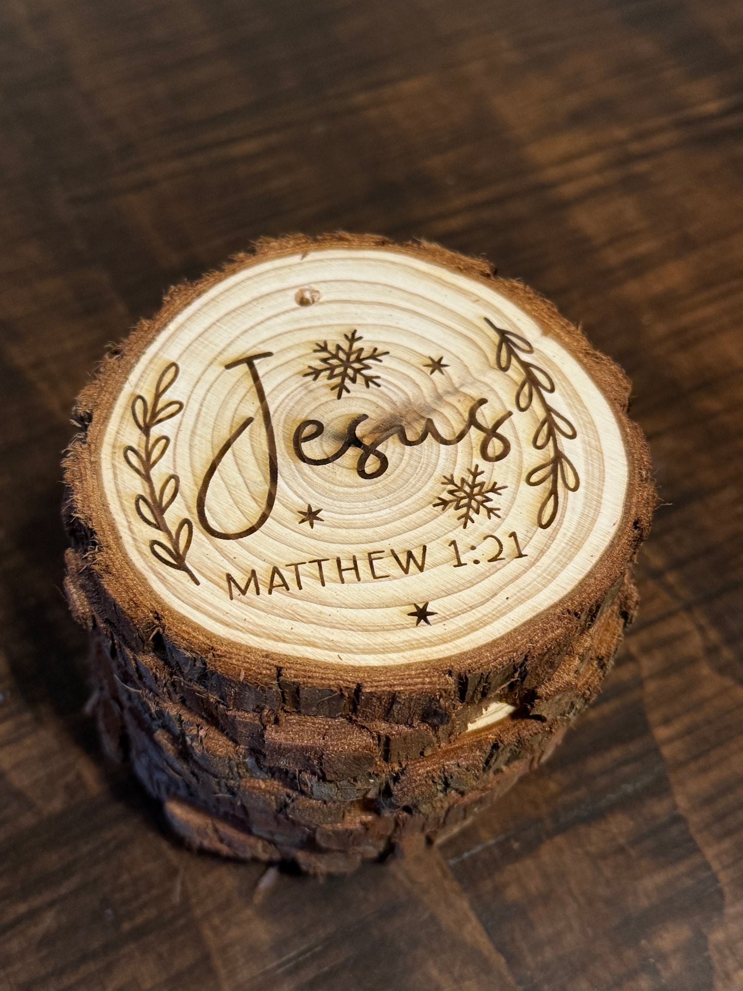 Wooden Laser-Engraved “Names of Jesus” Ornament Set of 12 • Christian Gift • Scripture Decor • Christmas Tree Ornaments • Fast Shipping