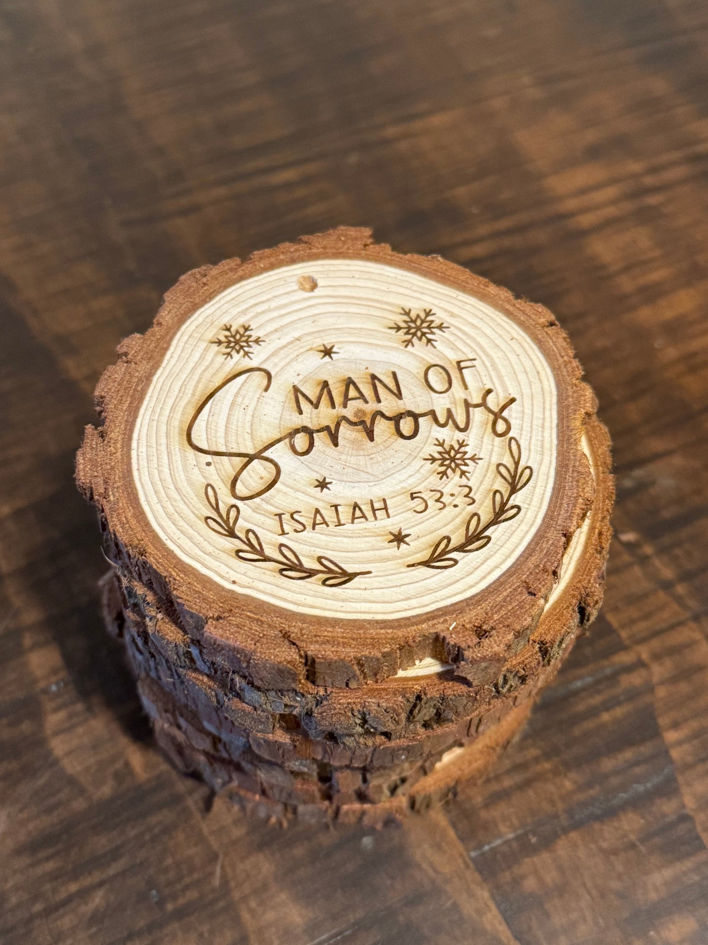 Wooden Laser-Engraved “Names of Jesus” Ornament Set of 12 • Christian Gift • Scripture Decor • Christmas Tree Ornaments • Fast Shipping