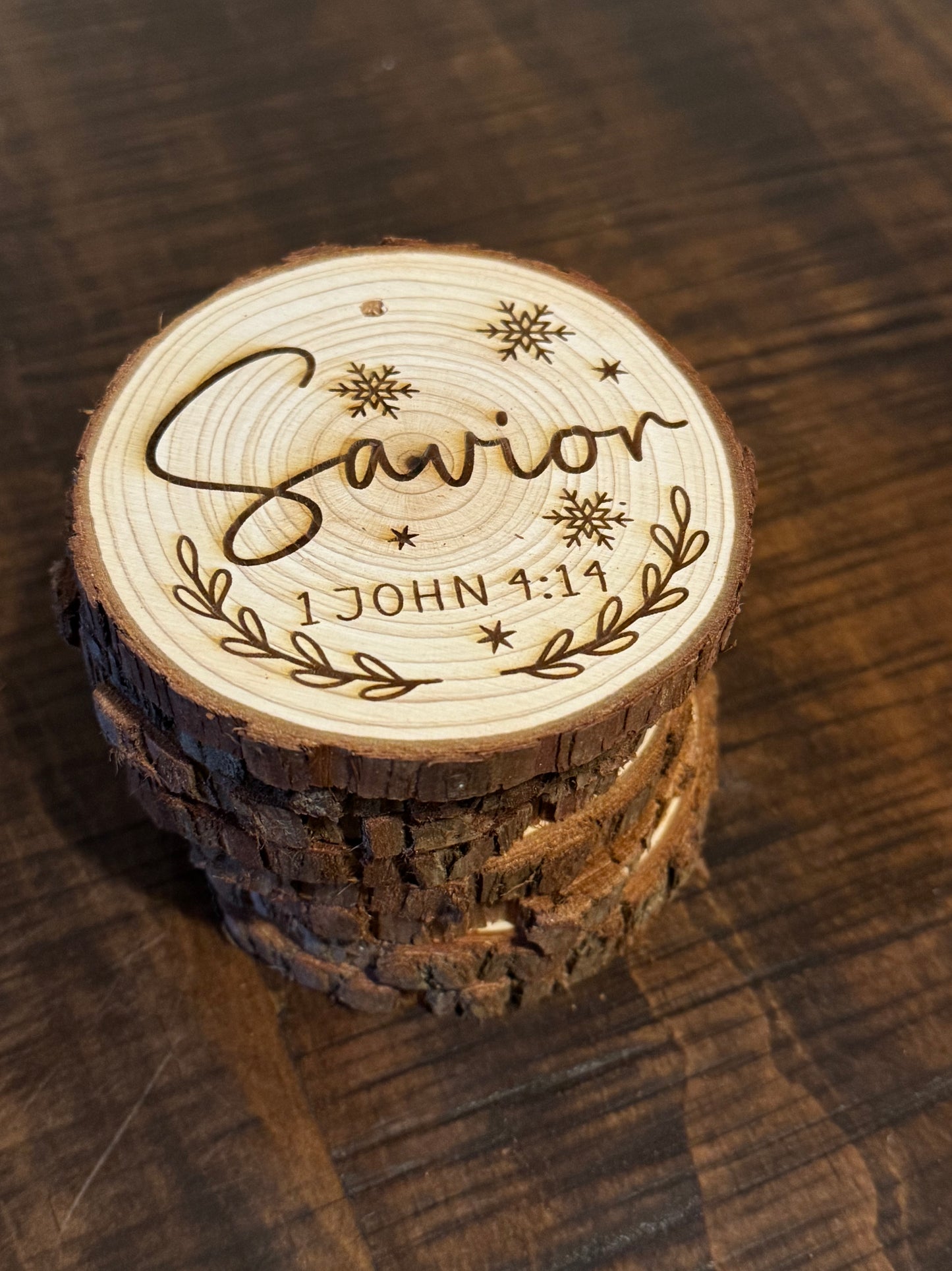 Wooden Laser-Engraved “Names of Jesus” Ornament Set of 12 • Christian Gift • Scripture Decor • Christmas Tree Ornaments • Fast Shipping