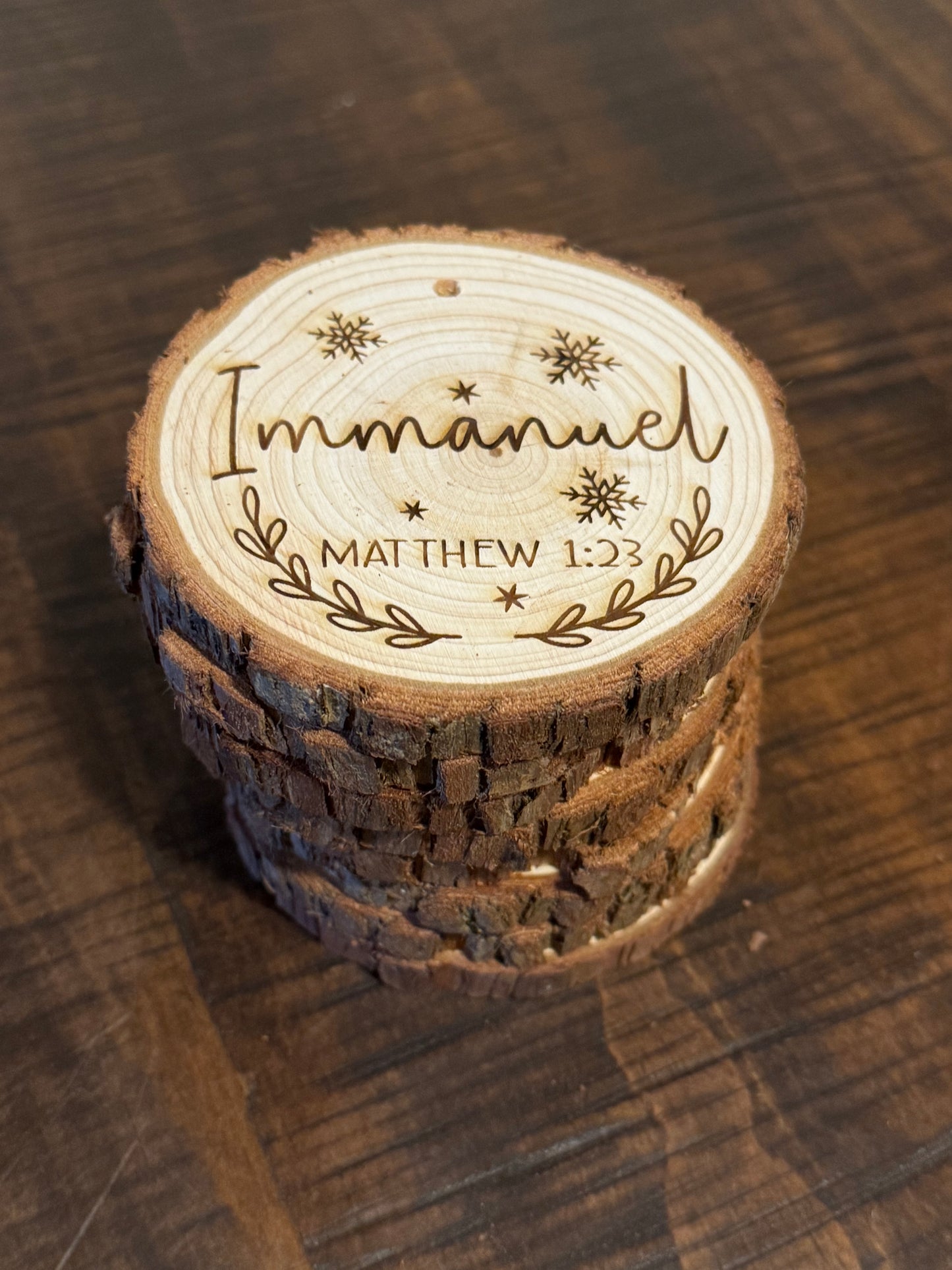 Wooden Laser-Engraved “Names of Jesus” Ornament Set of 12 • Christian Gift • Scripture Decor • Christmas Tree Ornaments • Fast Shipping