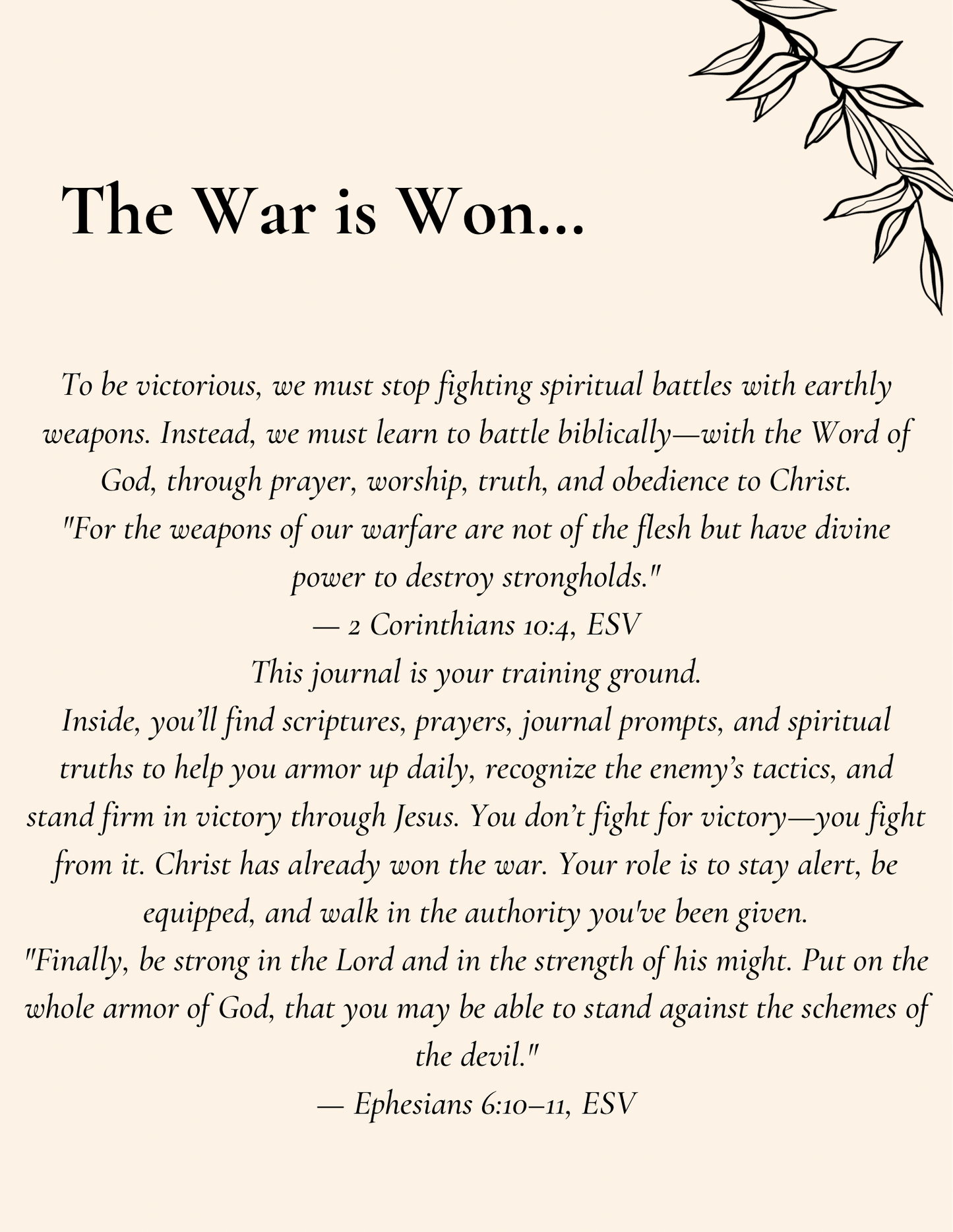 Spiritual Warfare Digital Journal | Scripture-Based Bible Study & Journaling Tool